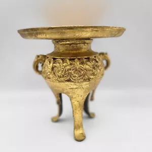 Bruciatore incenso giapponese treppiede in ghisa foo cani vintage - Foto 1 di 11