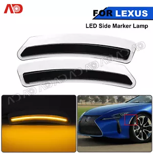 Smoked LED Amber Side Marker Signal Lights For 2018-2022 Lexus LC500 LC500H Base - Foto 1 di 12