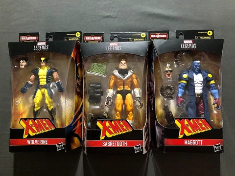 (Lot of 3) New Sealed Boxes Marvel Legends X-Men - Maggott/Sabretooth/ Wolverine Cover