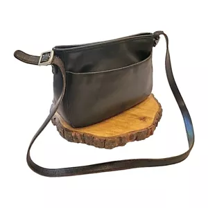 Vintage Coach crossbody purse Black leather top zip detachable strap F8D-6000 - Picture 1 of 12