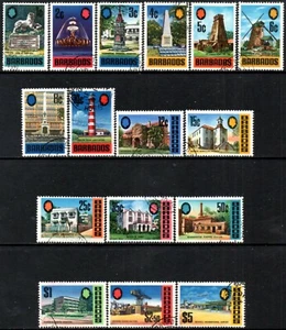 Barbados 1970 QEII Pictorial Definitives Chalk Paper SG.399/414 Used Cat:£24 - Picture 1 of 1