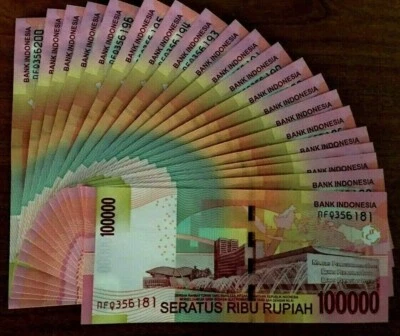 Indonesia 100000 Rupiah P-153A 2013-2014 x 10 Pcs UNC IDR MILLION Indonesian - Image 1 of 4
