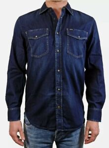 Diesel Men's Long Sleeve Shirt " D-Rooke " Dark Blue ( Okaqj ) Size S NEW