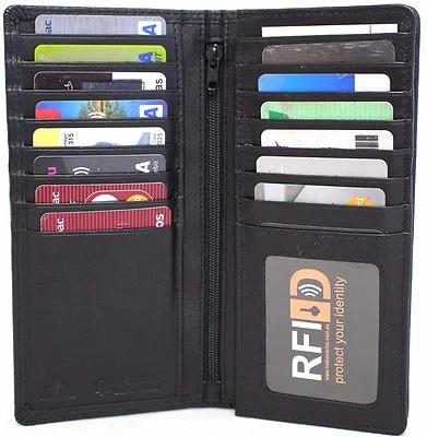 RFID Security Lined Leather Wallet Quality Full Grain Cow Hide Leather.BLK 11027 - Image 1 of 4