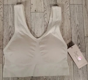 Secret Treasures Comfy Bra Wirefree Seamless SMALL White Removable Cups Soft NEW - Picture 1 of 7