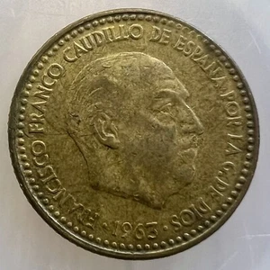 1963 Spain 1 Peseta - As Shown - Ships FREE - 5A - Picture 1 of 2