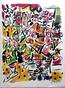 Litografía Gen Paul "2 payasos tocando música" firmada y numerada a mano 24/130 - Imagen 1 de 3