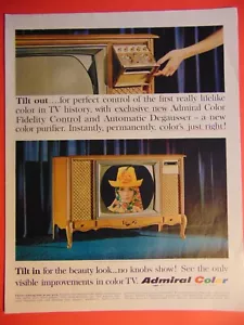 1964 AMMIRAGLIO TELEVISIONE A COLORI inclinazione nelle manopole foto arte stampa pubblicità - Foto 1 di 1