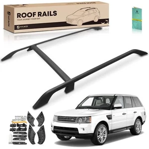 Black Aluminum Alloy & Nylon Roof Rack Side Rails for Land Rover Freelander LR2 - Picture 1 of 10