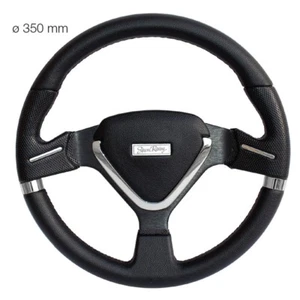Simoni Racing Steering Wheel Universal Monte Carlo Faux Leather Black By 350 MM - Picture 1 of 1