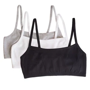 Womens Spaghetti Strap Cotton Pull Over 3 Pack Sports Bra Black/White/Heather... - Picture 1 of 7
