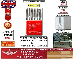 REECE S2 BUTTON-HOLE SYSTEM:750 EBX750 SIZE:80/12 INDUSTRIAL SEWING MCHN NEEDLE - Picture 1 of 3