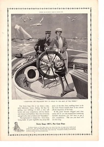 1905 IVORY SOAP WOMAIN SAIL BOAT NAUTICAL WATERCRAFT SHIP VINTAGE ART AD - Picture 1 of 1