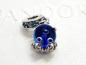 Authentic Pandora Charm Murano Glass Charm Cute Octopus Silver Dangle #791694C01 - Picture 1 of 4