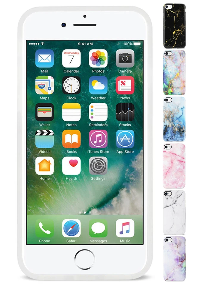 Для Apple iPhone 7 и 8 — мраморный тонкий бронированный ударопрочный термополиуретановый чехол  - Изображение 1 из 1