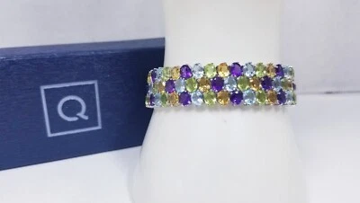 JTV Affinity Gems Semi Precious 3-Row Oval Cut Bracelet - Image 1 of 4