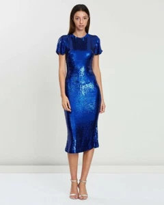 Rachel Gilbert Blue Orla Sequins Dress Size 12US 42IT #413 - Picture 1 of 12