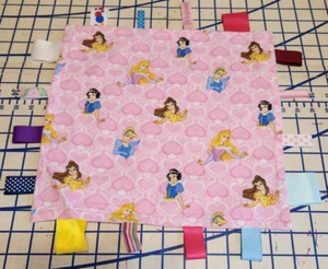 Disney Princesa Rosa Franela Cinta Seguridad Lovey Manta Bebé 12" x 12" NUEVO - Imagen 1 de 2