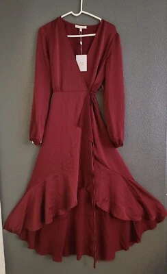 Mujeres WAYF Nordstrom Borgoña Maxi Vestido Envolvente Pequeño/Mediano Año Nuevo Evento Foto 1 de 4