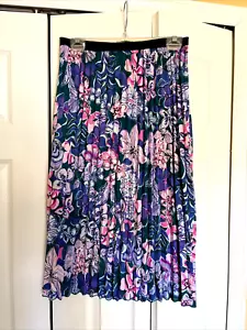 NUEVO CON ETIQUETAS~LILLY PULITZER~FALDA GIAVANA TANZANIA VERDE AZULADO MOONLIGHT GARDEN MIDI Talla M - Imagen 1 de 9