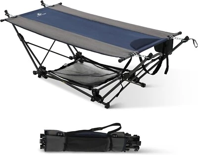 Portable Hammock with Stand Storage Folding Hammock for Outdoor Camping Beach - Image 1 of 4