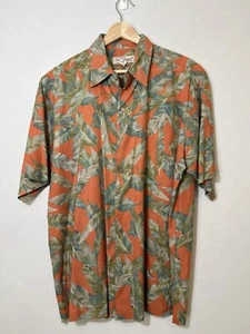 Tori Richard Mens M Hawaiian Shirt Floral Button Up Short Sleeve Pocket Orange - Picture 1 of 9