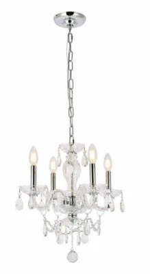Crystal and Chrome Pendant Light Fixture Dining Room Bedroom Bathroom Lighting - Image 1 of 4