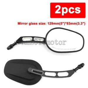 2X Black Motorcycle Rearview Mirrors For Harley Dyna Super Glide FXD - Picture 1 of 7