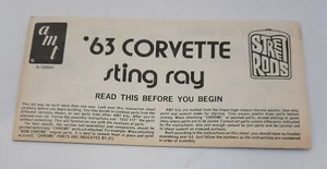 💥 AMT '63 CORVETTE STING RAY STREET RODS CUSTOM STREET MODEL KIT INSTRUCTIONS  - Picture 1 of 2