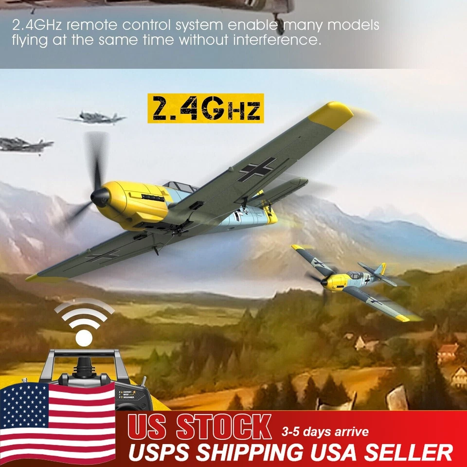 USA Volantex BF109 2.4G 4-CH Fighter RC Plane Wingspan 400mm 6-Axis Gyro Glider - Image 1 of 4