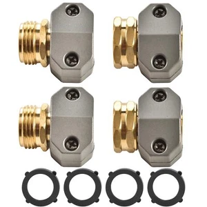 Garden Hose Repair Connector Fitting, Brass Mender Female and Male Hose End C... - Picture 1 of 6