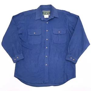 Field & Stream Long Sleeve Shirt Mens L Blue Pocket Button Flannel Heavy Cotton - Picture 1 of 5