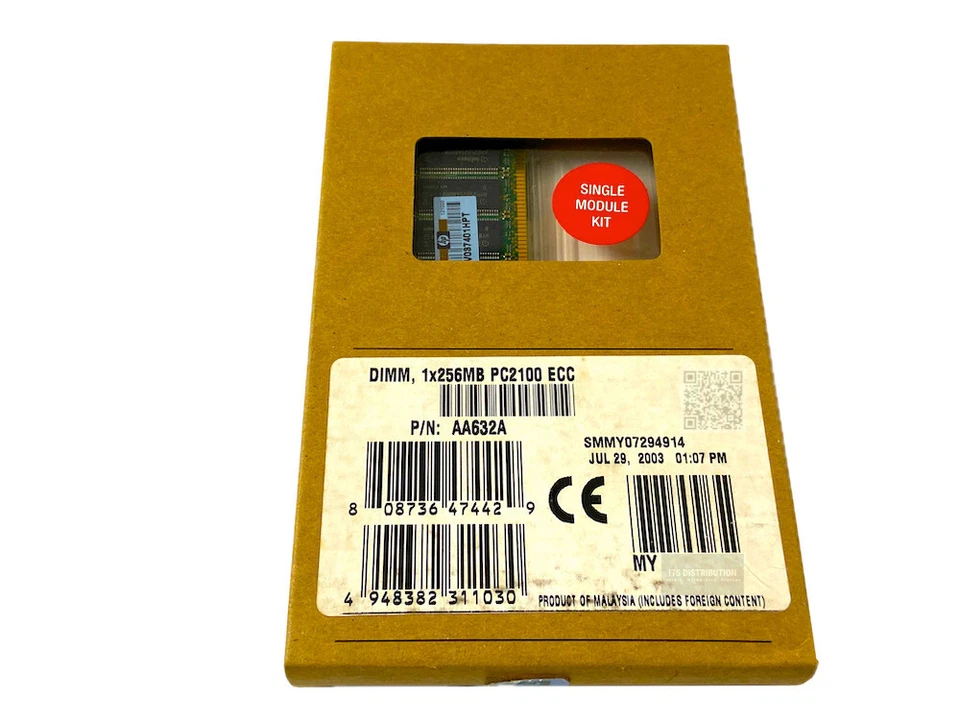 AA632A I Genuine New Sealed HP Compaq DDR SDRAM Memory Module 256MB (1 x 256MB) - Image 1 of 4