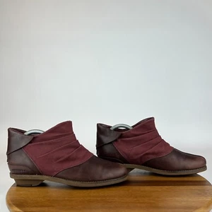 Womens Merrell Adaline Bluff Burgundy Leather Ankle Booties Boots Size 8.5 M GUC - Picture 1 of 8