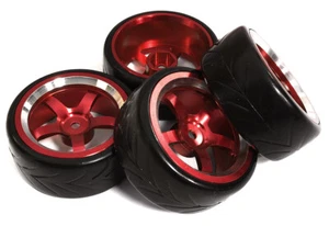 5 Spoke Wheel & Tire Set (4) for Drift Racing (O.D.=62mm) W=26mm Offset 3.5mm - Picture 1 of 1
