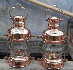 18'' GRANDE OTTONE, RAME ANCORAGGIO LAMPADA A OLIO NAUTICA MARITTIMA NAVE... - Foto 1 di 7