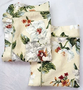 2 Waverly Carolina Gardens Standard Shams Magnolia Floral Ruffle Braid Trim - Picture 1 of 13