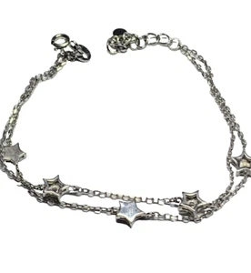 double strand sterling silver star bracelet 7.5 inches very pretty - Picture 1 of 3