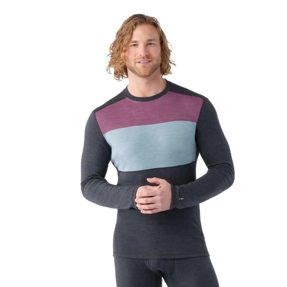 Capa base térmica clásica de lana merino Smartwool para hombre — Colorblock Crew (delgada Foto 1 de 1