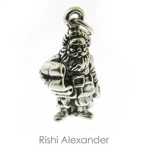 925 Sterling Silver Charm Santa with Presents and Nice List Made in USA - Picture 1 of 3