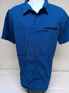 Columbia Royal Blue XL Shirt Logo Pocket Vented armpit Snap Button Closure FLAW - Picture 1 of 14