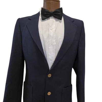Blazer Yves Saint Laurent Azul Marino Dos Botones 100% Lana Foto 1 de 4