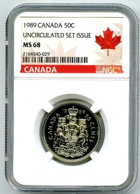 1989 CANADA 50 CENT NGC MS68 HALF DOLLAR UNCIRCULATED - Image 1 of 2