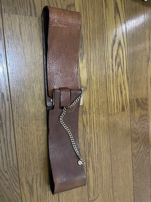 Diesel Mujer Vintage Vhtf Cinturón Cuero Marrón Con Cadena Lujo Clásico Elegante Foto 1 de 3