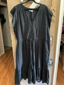 Lucky Brand Black Gauzy Textured Dress with Drawstring Women’s Size 3X - Picture 1 of 2