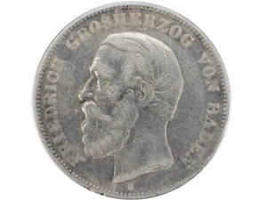 Kaiserreich Baden 5 Mark 1875 G Friedrich I. 1856-1907 Kursmünze ohne Querstrich - Picture 1 of 2