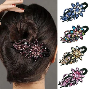 Fermaglio per capelli donna strass fiore anatra fermaglio cristallo forcina barrette regalo↕ - Foto 1 di 17