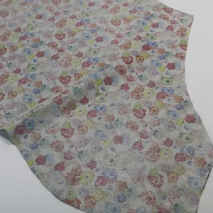 Echt Leder Waschleder mit Blumen Muster Polsterstoff 49x51cm - Bild 1 von 3