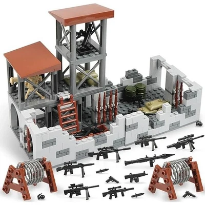 WW2 Army Military Base MOC Building Blocks Set with Soldiers & Weapons Quality - Image 1 of 4