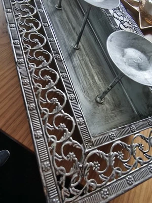 Metall Adventskranz Kerzentablett Formano Silber Metall Ornamente - Bild 1 von 4